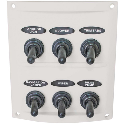 Splashproof White 6 Switch Panel