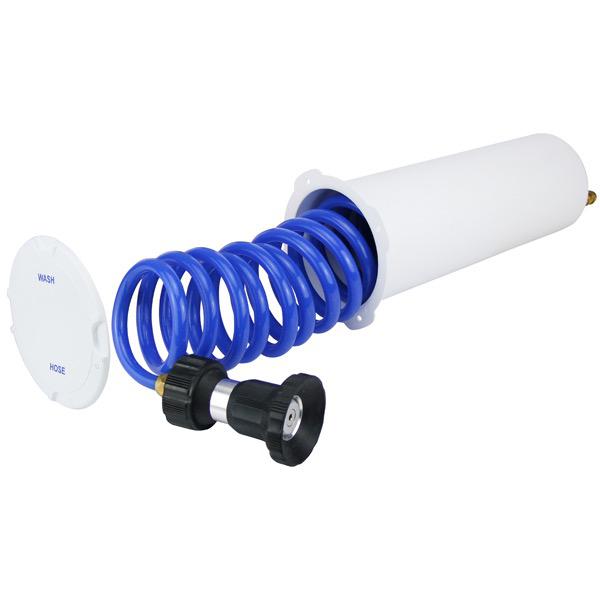 Flush Mount Washdown Hose Kit 4.5m - Blue Hose Polar White Housing