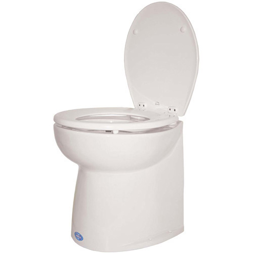 24 Volt Salt Water Deluxe Silent Flush Electric Toilet 17" Household Height Vertical Back