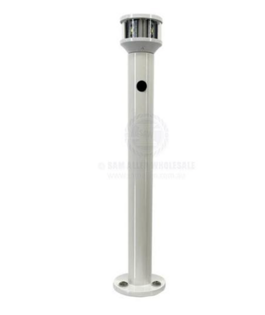 SEAVIEW TALL LIGHT POST WITH ROUND BASE PLATE - WITH LED NAV LIGHT