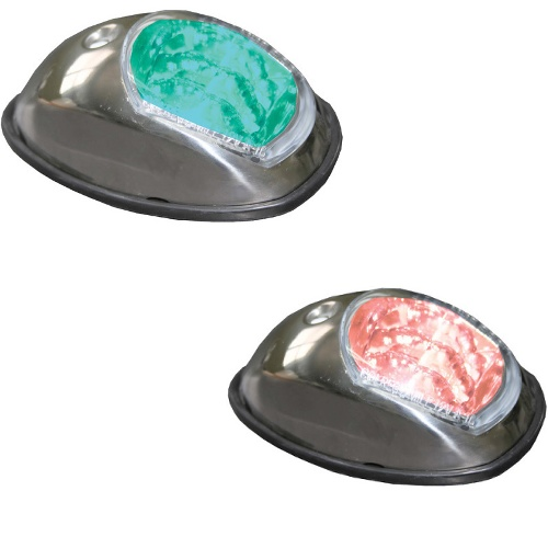 Port & Starboard Navigation Lights - LED - 2NM - Stainless Steel Shroud - 12V