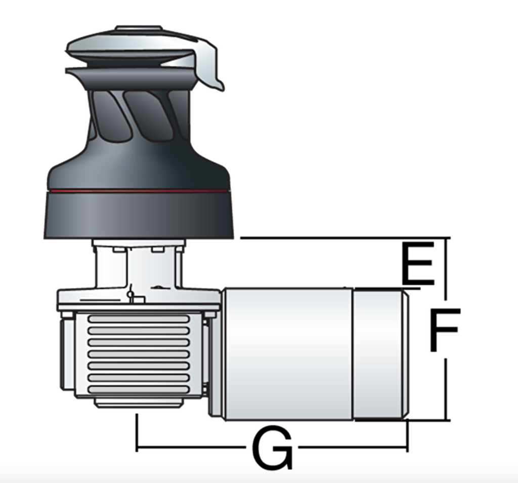 HARKEN 40 Electric Self-Tailing Radial Chrome Winch — 2 Speed, 12V, Horizontal, Left Mount Available power Electric horizontal 12V - left MOUNT